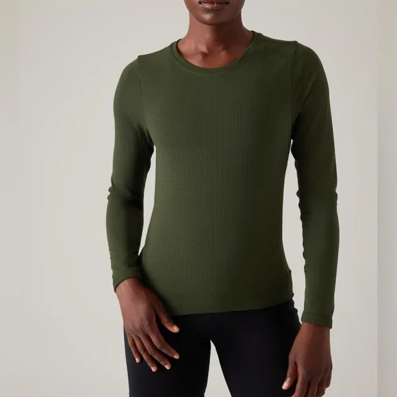 Athleta | In Motion Seamless Top | Sz L | Aspen Olive | NWT - Picture 1 of 9